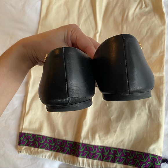 Tory Burch Penelope Embossed Cap-Toe Flats in Black - Picture 7 of 7